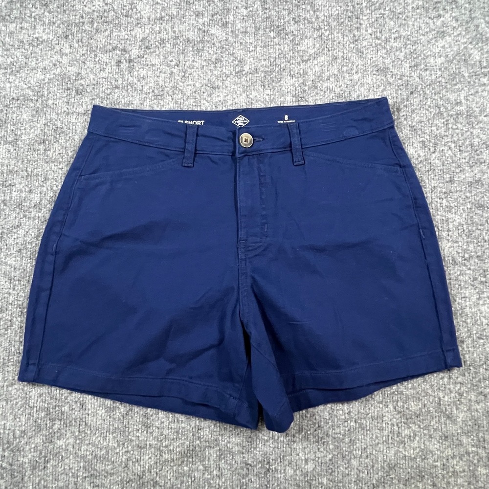 St. John's Bay 5" Chino Shorts Womens 8 Navy Blue Cotton Stretch Mid Rise Casual